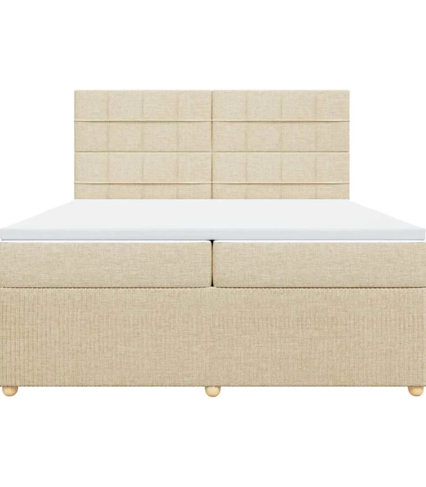 New Boxspring met matras stof crèmekleurig 200x200 cm Bedden