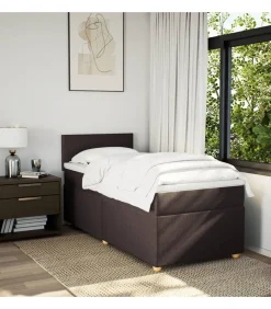Clearance Boxspring met matras stof donkerbruin 90x200 cm Bedden