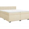 New Boxspring met matras stof crèmekleurig 200x200 cm Bedden