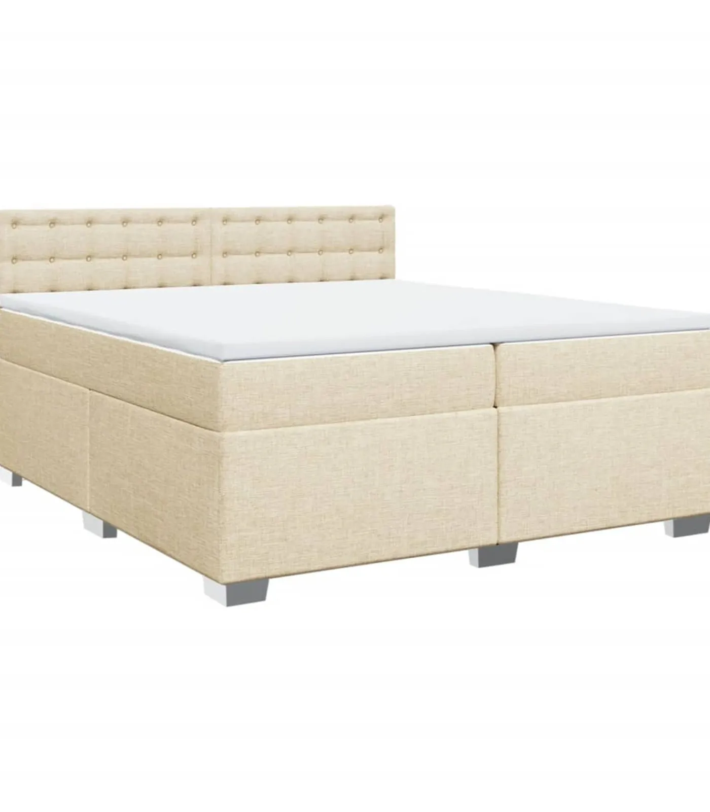 New Boxspring met matras stof crèmekleurig 200x200 cm Bedden
