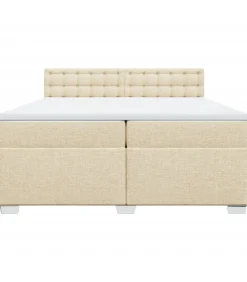 New Boxspring met matras stof crèmekleurig 200x200 cm Bedden