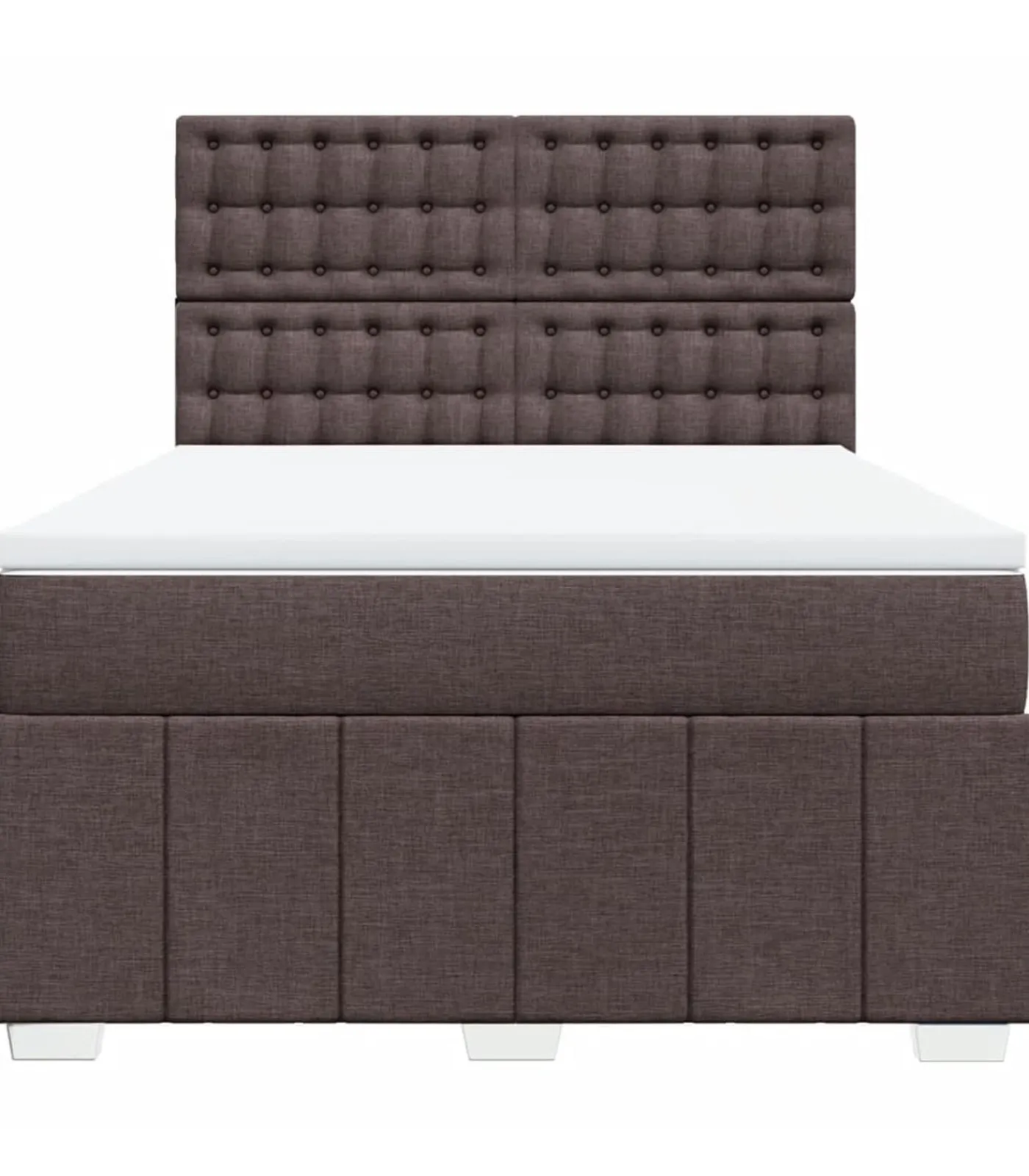 New Boxspring met matras stof donkerbruin 160x200 cm Bedden
