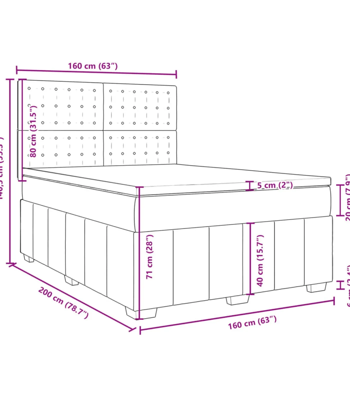 New Boxspring met matras stof donkerbruin 160x200 cm Bedden