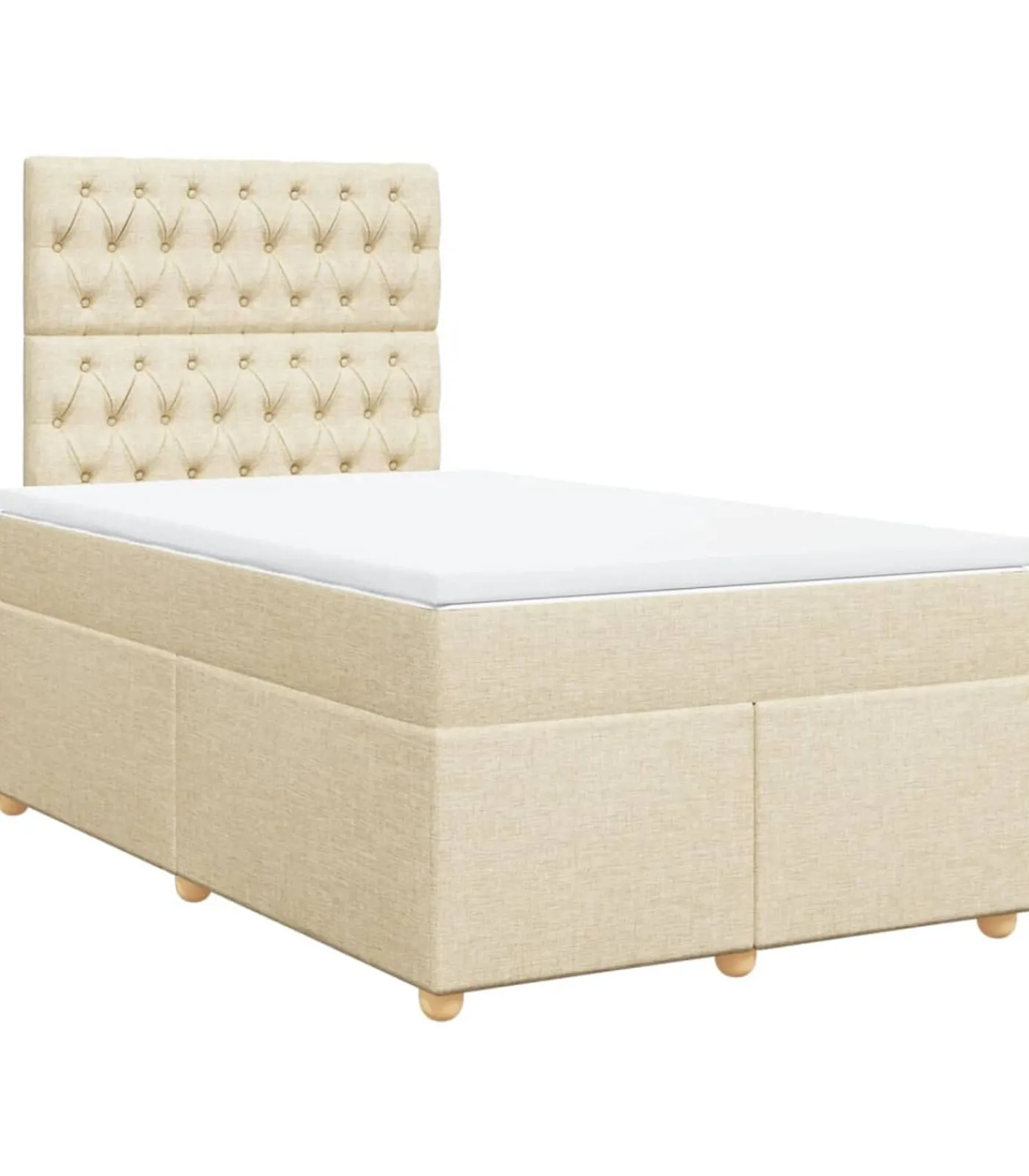 New Boxspring met matras stof crèmekleurig 120x190 cm Bedden