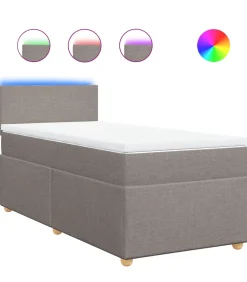 New Boxspring met matras stof taupe 100x200 cm Bedden