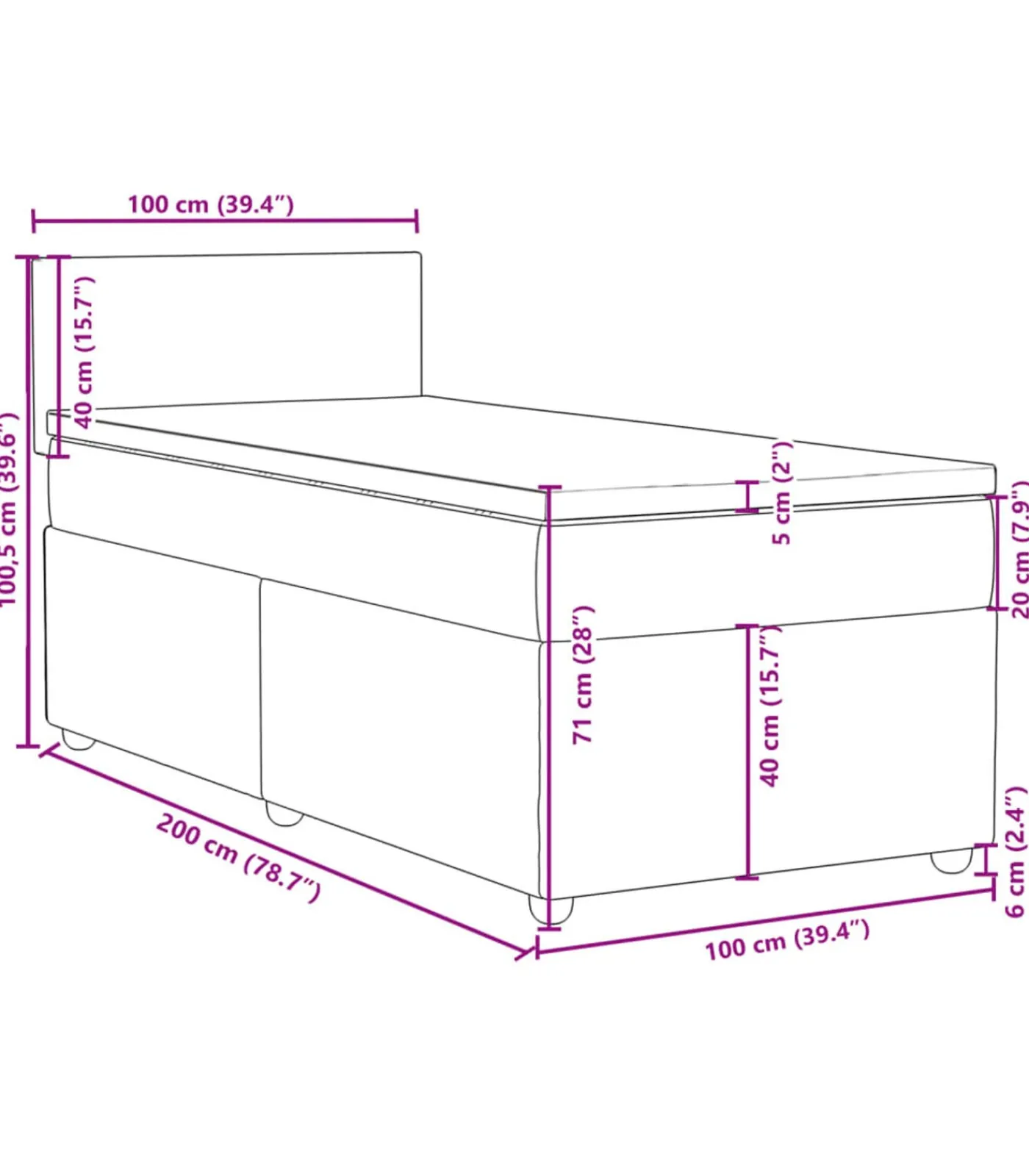 New Boxspring met matras stof taupe 100x200 cm Bedden