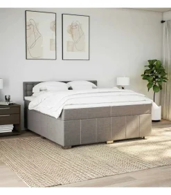 Clearance Boxspring met matras stof taupe 200x200 cm Bedden