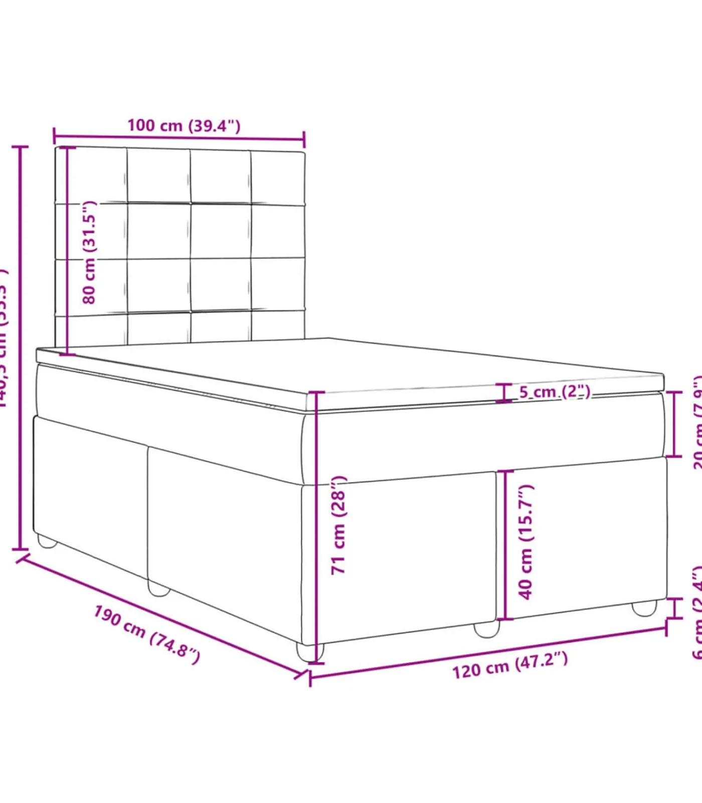 Outlet Boxspring met matras stof crèmekleurig 120x190 cm Bedden