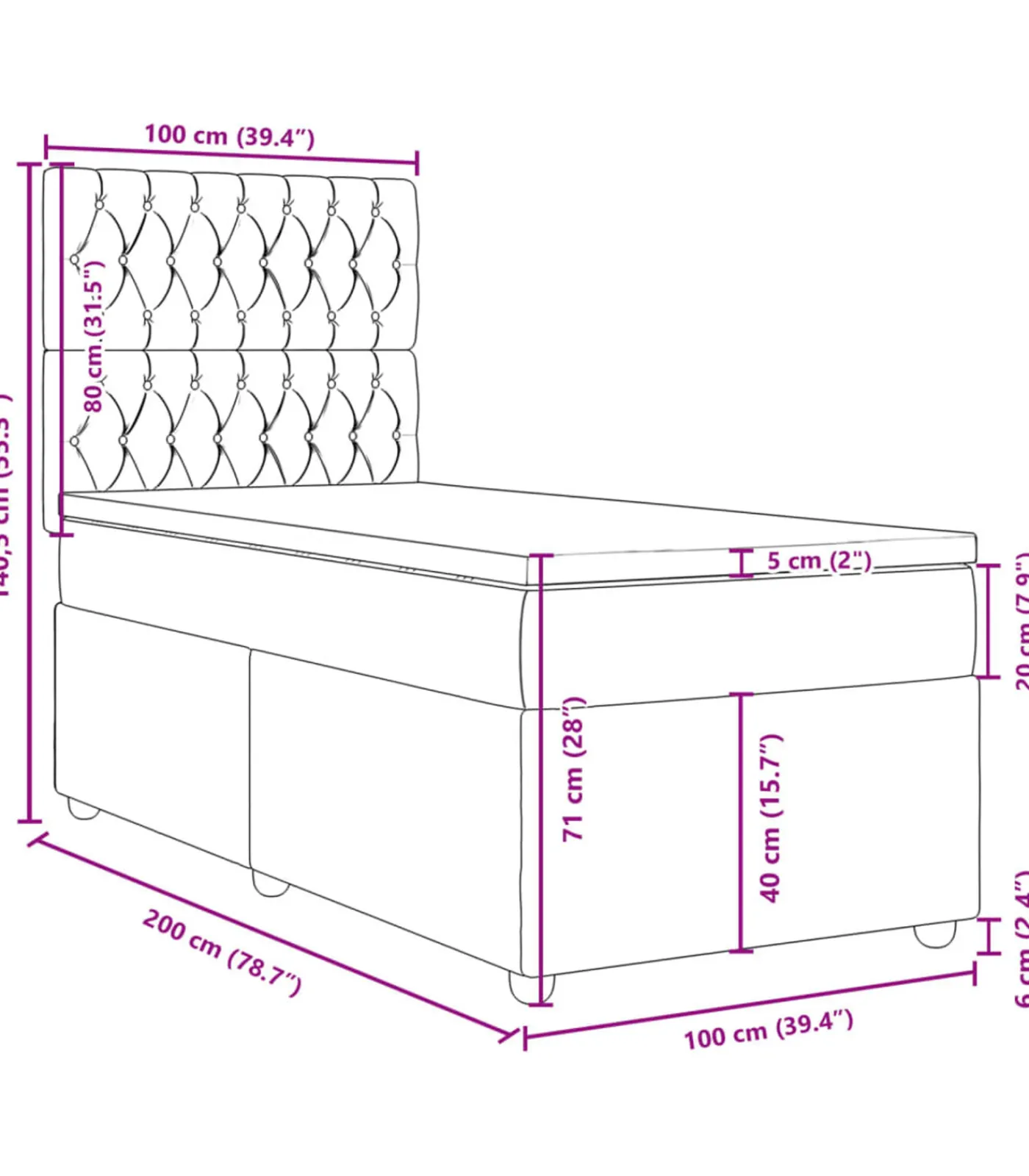 Boxspring met matras stof taupe 100x200 cm Bedden