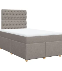 New Boxspring met matras stof taupe 120x190 cm Bedden