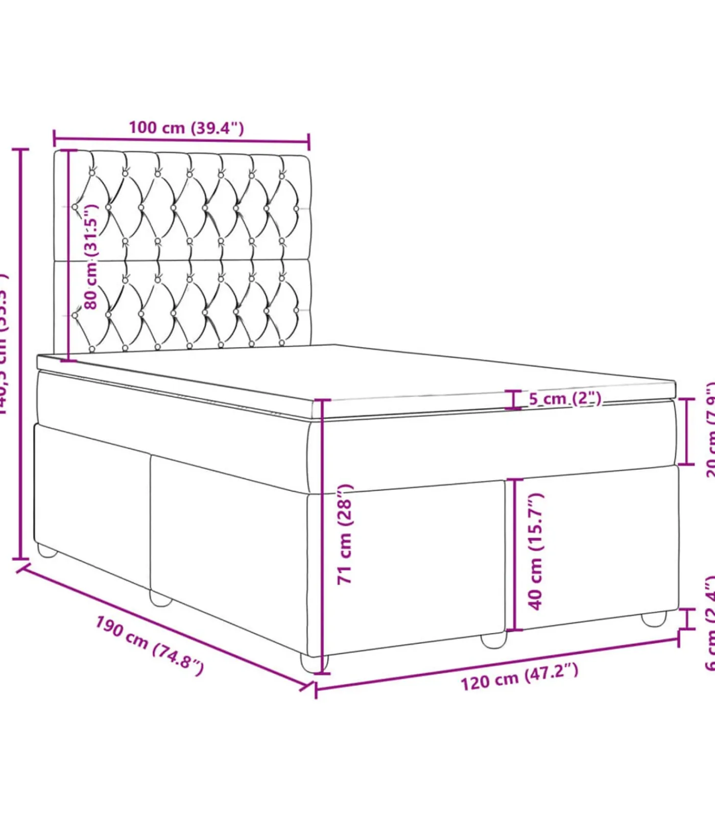 New Boxspring met matras stof taupe 120x190 cm Bedden