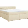 New Boxspring met matras stof crèmekleurig 180x200 cm Bedden