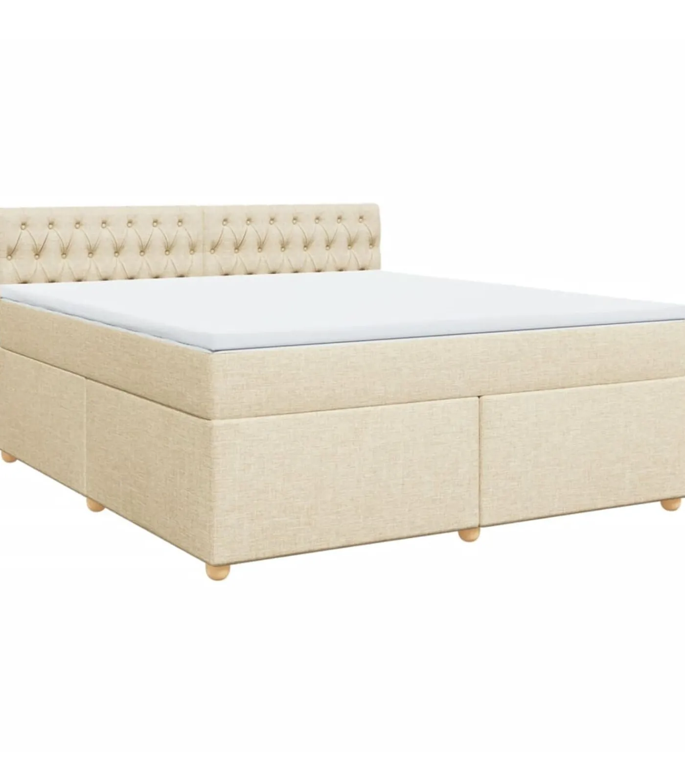 New Boxspring met matras stof crèmekleurig 180x200 cm Bedden