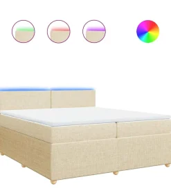 Outlet Boxspring met matras stof crèmekleurig 200x200 cm Bedden