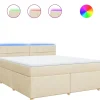 New Boxspring met matras stof crèmekleurig 180x200 cm Bedden