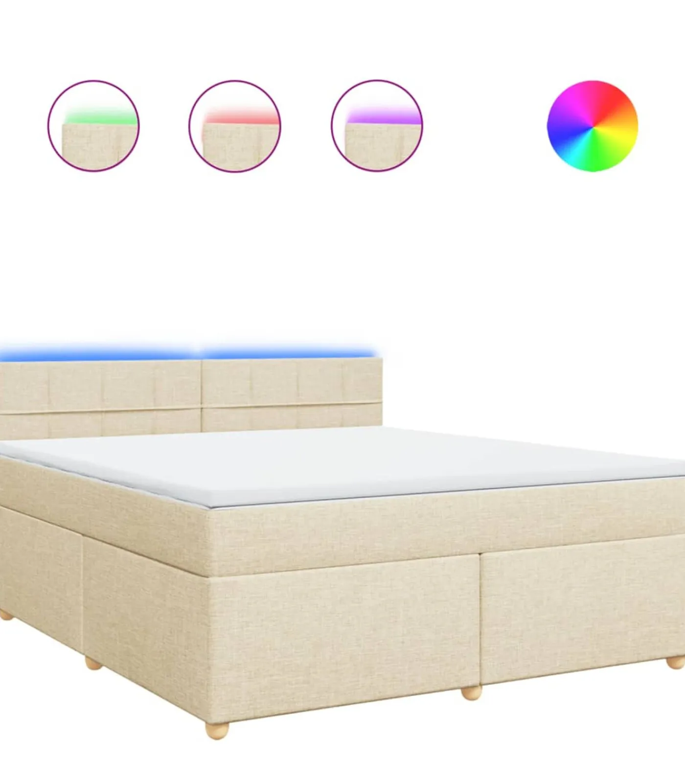 New Boxspring met matras stof crèmekleurig 180x200 cm Bedden