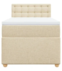 Hot Boxspring met matras stof crèmekleurig 90x190 cm Bedden