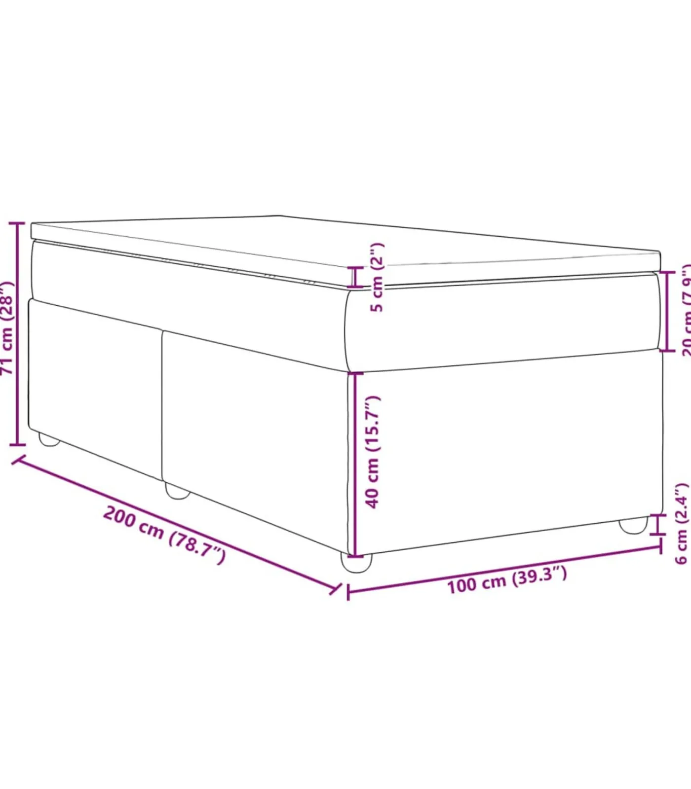 Boxspring met matras stof taupe 100x200 cm Bedden