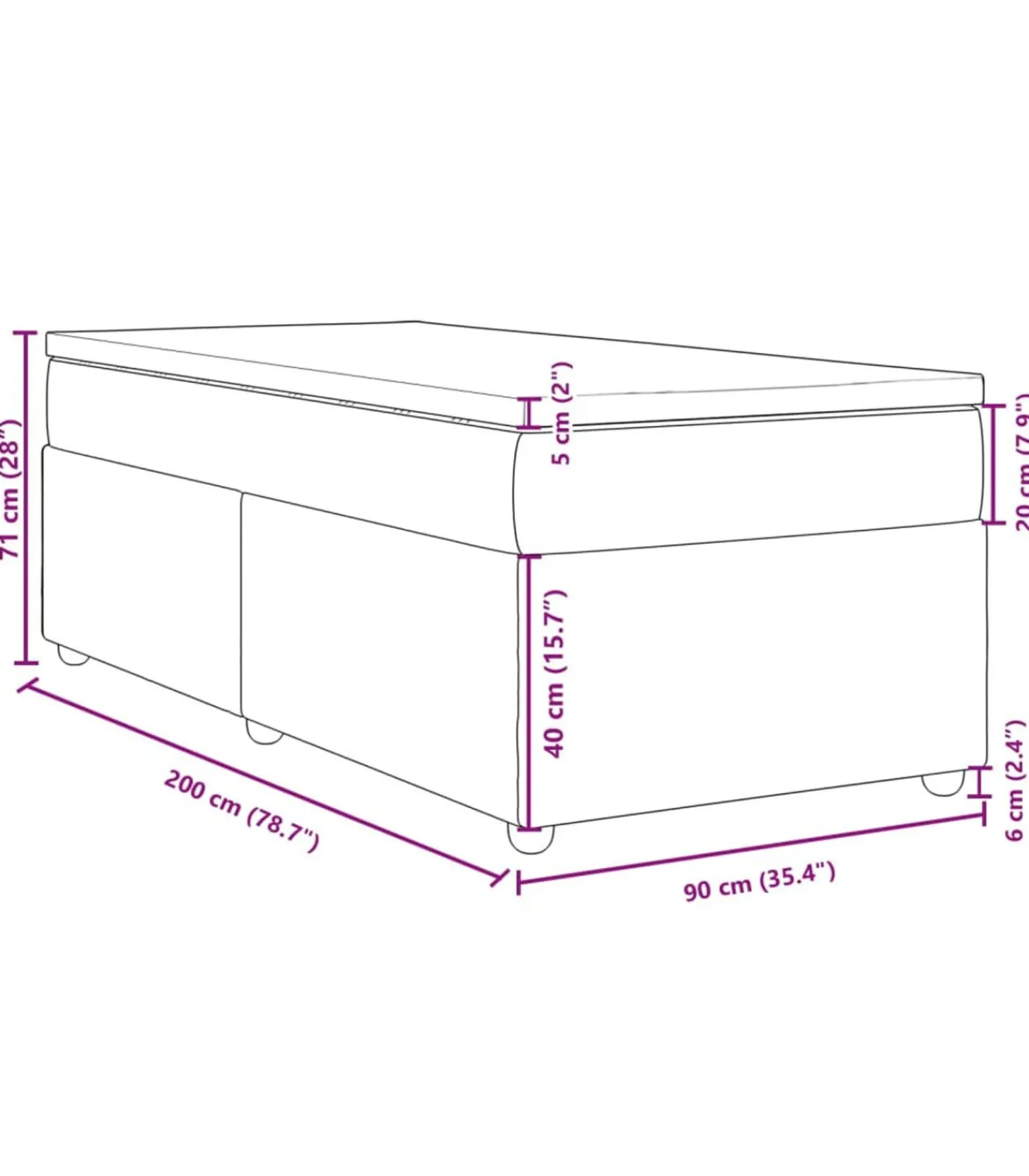 Online Boxspring met matras stof donkerbruin 90x200 cm Bedden