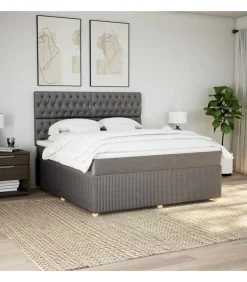Outlet Boxspring met matras stof taupe 180x200 cm Bedden