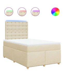 Outlet Boxspring met matras stof crèmekleurig 120x190 cm Bedden
