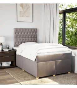 Hot Boxspring met matras stof taupe 120x190 cm Bedden