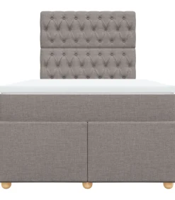Hot Boxspring met matras stof taupe 120x190 cm Bedden
