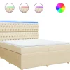 Boxspring met matras stof crèmekleurig 200x200 cm Bedden