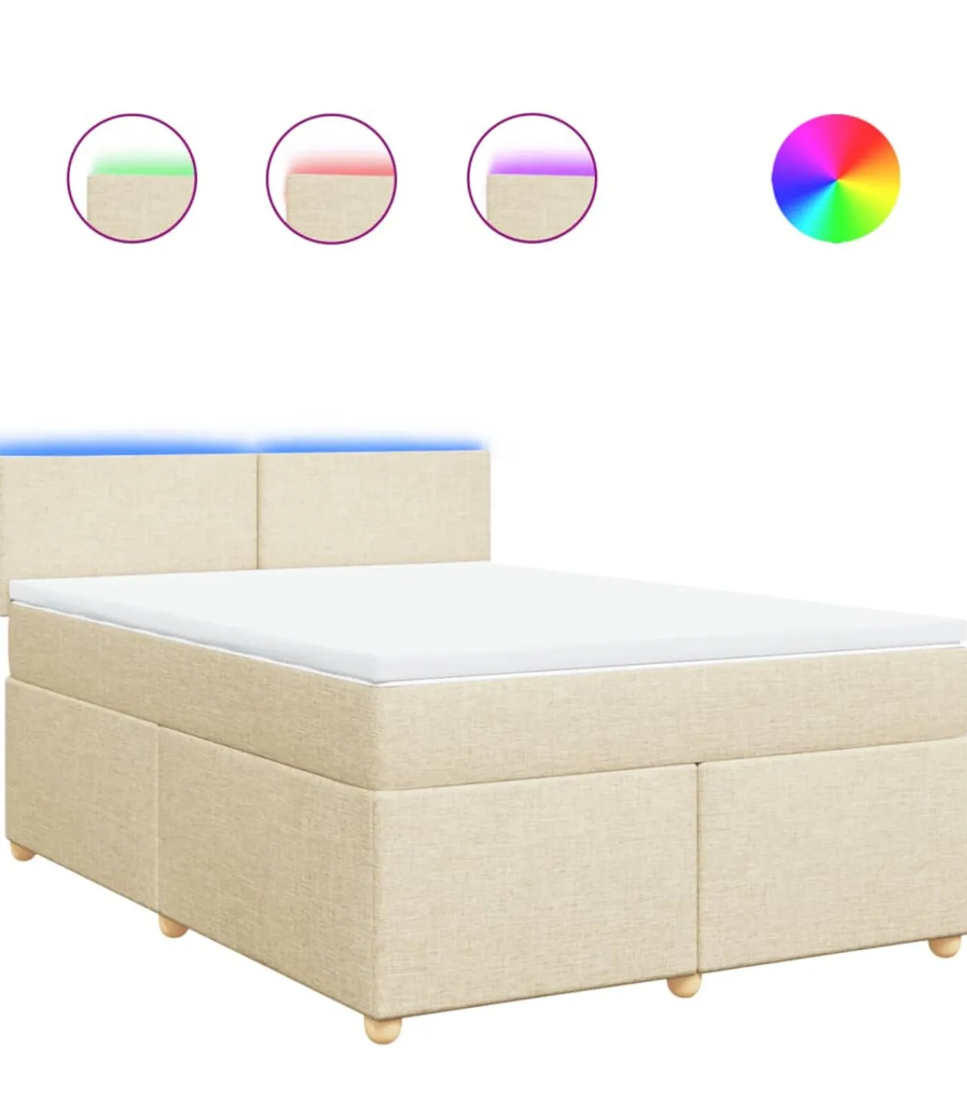 Discount Boxspring met matras stof crèmekleurig 160x200 cm Bedden