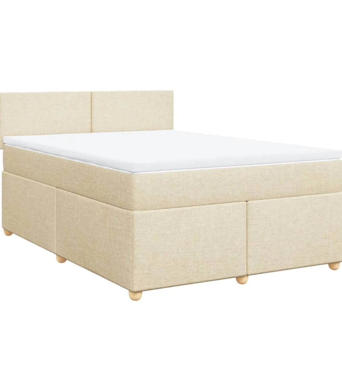 Discount Boxspring met matras stof crèmekleurig 160x200 cm Bedden