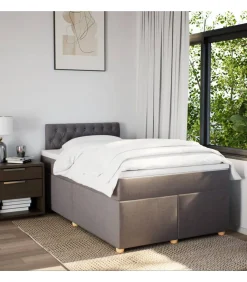 Clearance Boxspring met matras stof taupe 120x190 cm Bedden