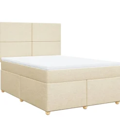 Clearance Boxspring met matras stof crèmekleurig 160x200 cm Bedden
