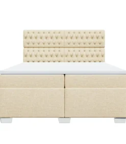 Boxspring met matras stof crèmekleurig 200x200 cm Bedden