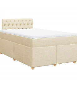Clearance Boxspring met matras stof crèmekleurig 120x190 cm Bedden