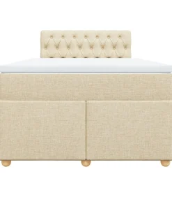New Boxspring met matras stof crèmekleurig 120x190 cm Bedden