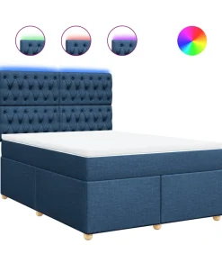 Outlet Boxspring met matras stof blauw 140x200 cm Bedden