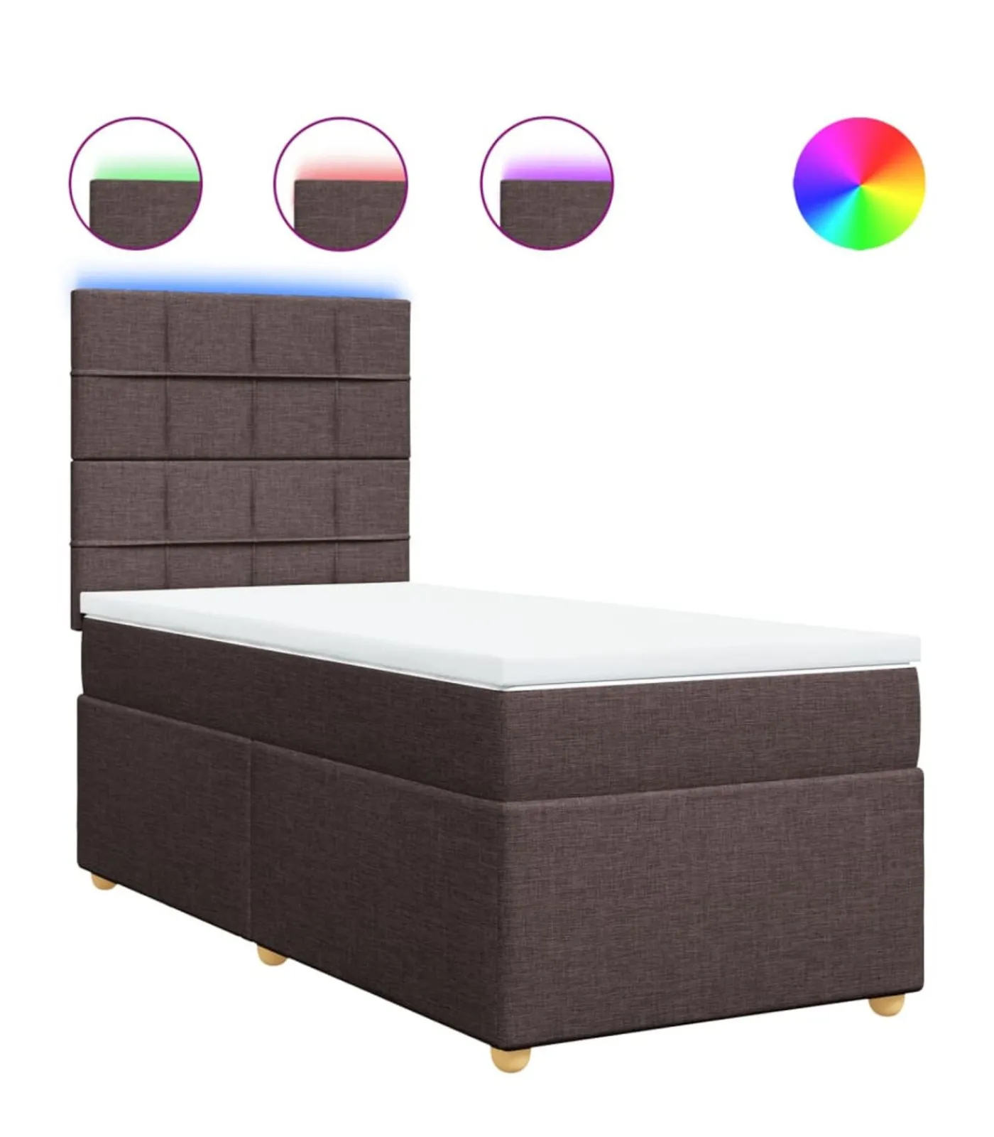 Outlet Boxspring met matras stof donkerbruin 90x200 cm Bedden