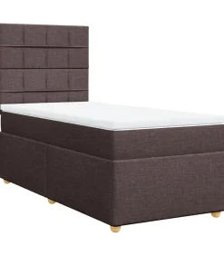 Outlet Boxspring met matras stof donkerbruin 90x200 cm Bedden
