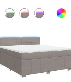 Sale Boxspring met matras stof taupe 200x200 cm Bedden