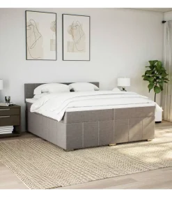 Sale Boxspring met matras stof taupe 200x200 cm Bedden
