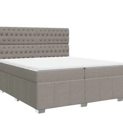 Boxspring met matras stof taupe 200x200 cm Bedden