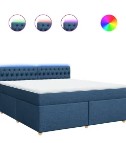 Outlet Boxspring met matras stof blauw 180x200 cm Bedden