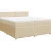 Boxspring met matras stof crèmekleurig 200x200 cm Bedden