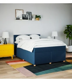 Outlet Boxspring met matras stof blauw 140x200 cm Bedden