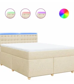 New Boxspring met matras stof crèmekleurig 160x200 cm Bedden