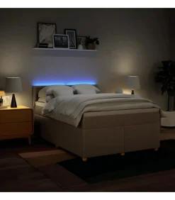 New Boxspring met matras stof crèmekleurig 160x200 cm Bedden