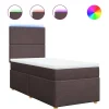 New Boxspring met matras stof donkerbruin 90x200 cm Bedden
