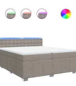Discount Boxspring met matras stof taupe 200x200 cm Bedden