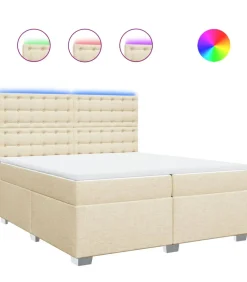 Discount Boxspring met matras stof crèmekleurig 200x200 cm Bedden