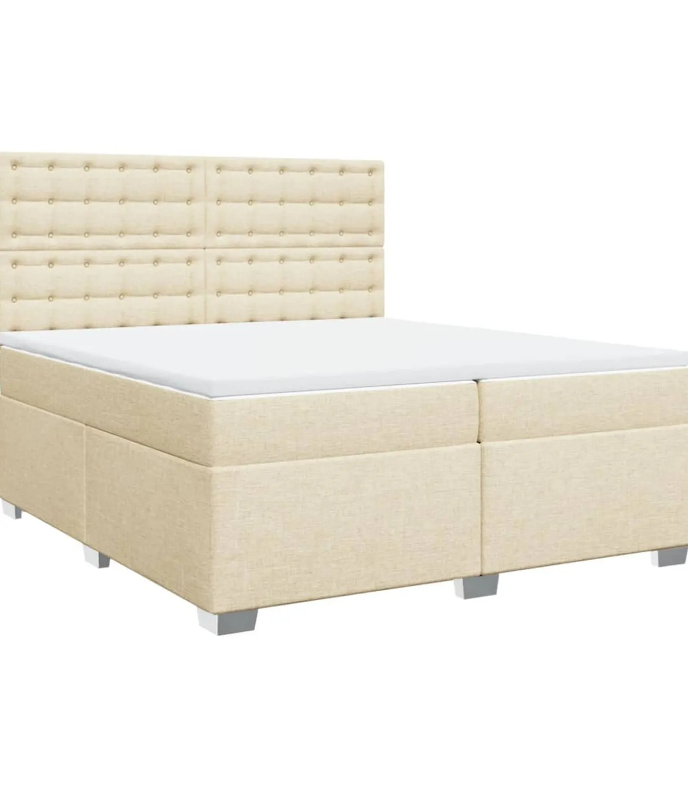 Discount Boxspring met matras stof crèmekleurig 200x200 cm Bedden